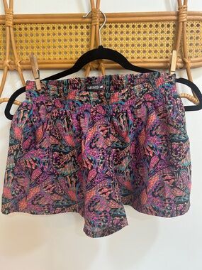 Toad&Co Multicolor Floral-Print Athletic Shorts in Pink, Teal, Orange, Black